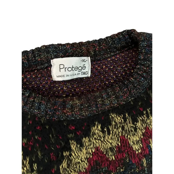 Protege Abstract Pattern Knit Long Sleeve Sweater Size XL mens 90s - Picture 2 of 4
